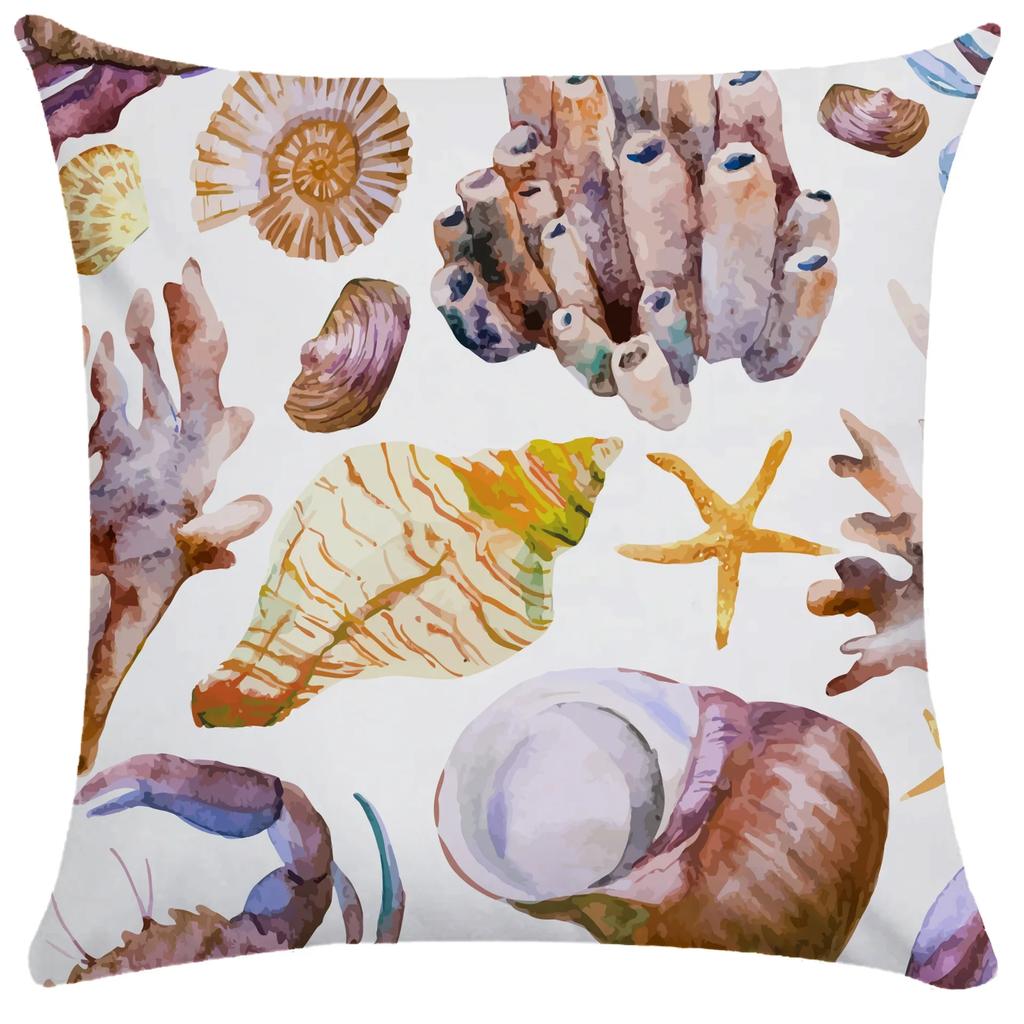 45x45cm Starfish Shell Crab Fish Pillowcase Living Room Sofa Chair Bed Soft Cushion Cover  Home Decoration