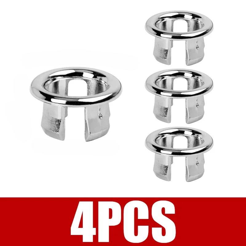 4PCS Plastic Bathroom Kitchen Basin Sink Overflow Cover Ring Insert Replacement Chrome Hole Round Drain Cap Basin Accessory