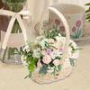 Mini Woven Flower Basket Imitation Rattan Pastoral Style Basket for Easter Birthday Wedding Party Decorations Photography Props