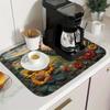 1 Stück Sonnenblumen Hahn bedruckte Gummi Trockenmatte für Café Küche Teppich Geschirr Langlebige Kieselgur Tischmatte Haustier Kaffeegeschirr Matte