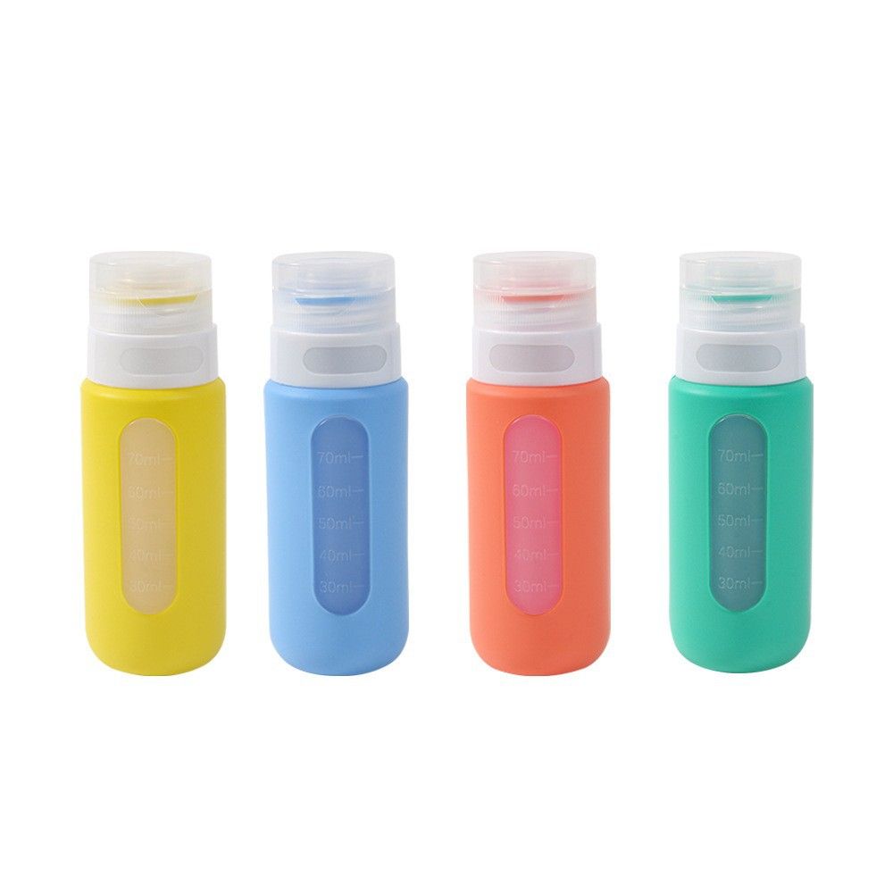 4Pcs/Set Reusable Travel Refillable Bottles Set Silicone Shampoo Container Liquid Dispenser Lotion