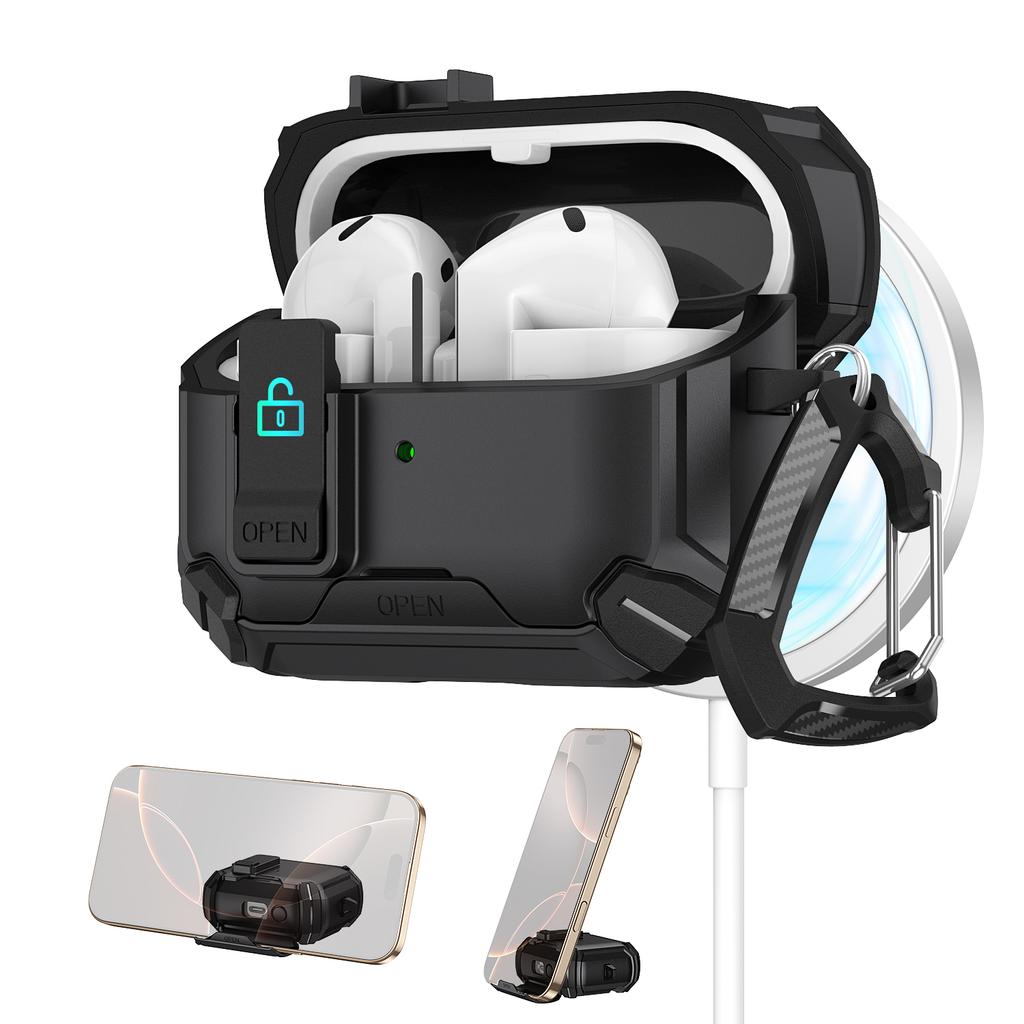 Phone Stand Case for Samsung Galaxy Buds 3/3Pro Secure Lock Case with MagSafe Protective Case with Cleaner Kit For Galaxy Buds 3