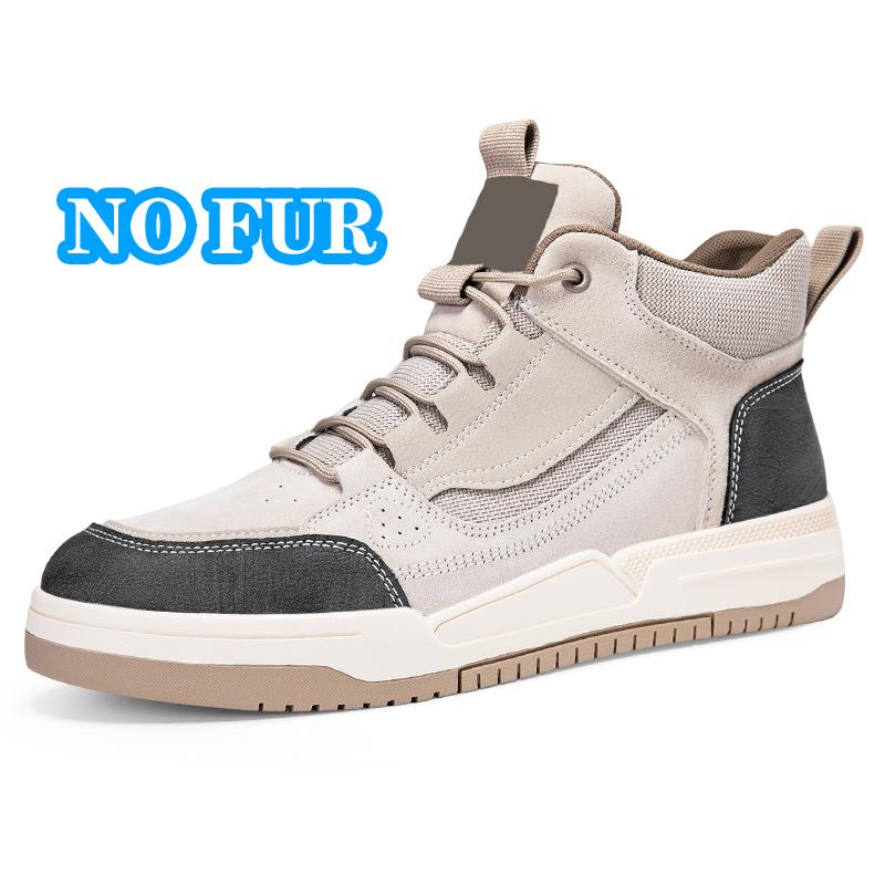 Outdoor Men's Winter Warm Boots Suede Leather High Top Shoes Anti-Slip Sole Cold Weather Ankle Boots Daily Wear Man Hiking Boots