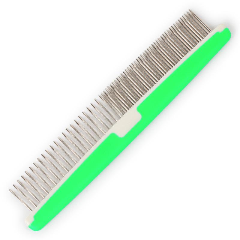 

Color plastic pet grooming comb, dense double-toothed hair open-knotted fluffy hair modeling pet comb 091108 зелёный