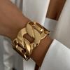 SHIXIN Hip Hop Liscio Colore Oro Larga Catena Bracciale a Molla per Donne Punk Metallo Geometrico Bracciale a Manchette Unisex Uomo Gioielli