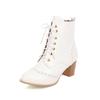 Stivali da Donna Autunno Inverno Tacco Grosso Stringati Stivali Martin Stivali Nudi Stivali Corti con Tacco Alto Donna W