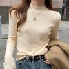 Sweater Women Solid Autumn Winter Mid Neck Basic Pullover Soft Half High Collar Long Sleeve Knit Pullovers Tops