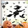 Spooky Party Decorations Halloween Static Sticker, with Witch/Ghost/Castle/Bat Horror Silhouette Patterns, Durable PVC Bat And Pumpkin Decals
