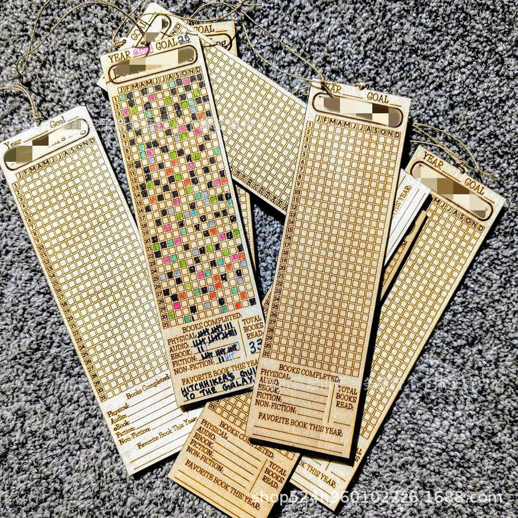 Wooden Bookmark for Tracking Reading Habits Small 15*4.8cm