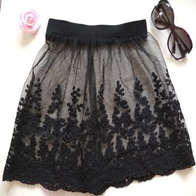 High Waist Lace Underskirt Slips Sweet Transparent Safety Skirt Petticoat Short Embroidery Flower Lining Petticoat Women