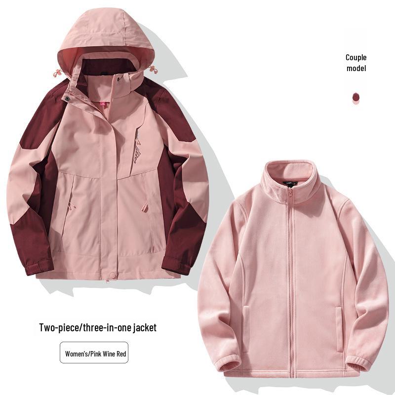 Women's 3-in-1 Detachable Jacket: 2024 Windproof Velvet Lined for Autumn/Winter