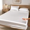 High-end Satin Fitted Sheet with Elastic Band Solid Color Silky Bed Sheet Smooth Non-Slip Mattress Cover Bedspreads Bed Linen