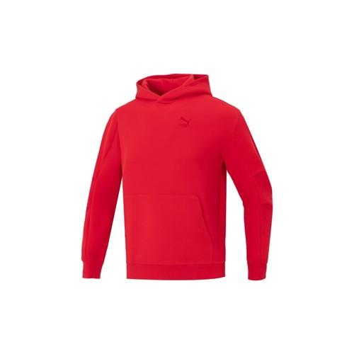 Puma Bluza z kapturem i logo litery Unisex Czerwony