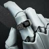 Retro Black Zircon Cross Adjustable Open Ring For Men Women Silver-plated Copper Gothic Punk Edgy Accessories Cool Gift
