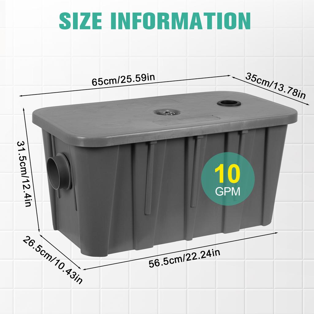 Oil Grease Trap Outlet with Removable Filter Basket Waste Water Oil-water Separator Prevents Clogs and Odors for Restaurant Cafe