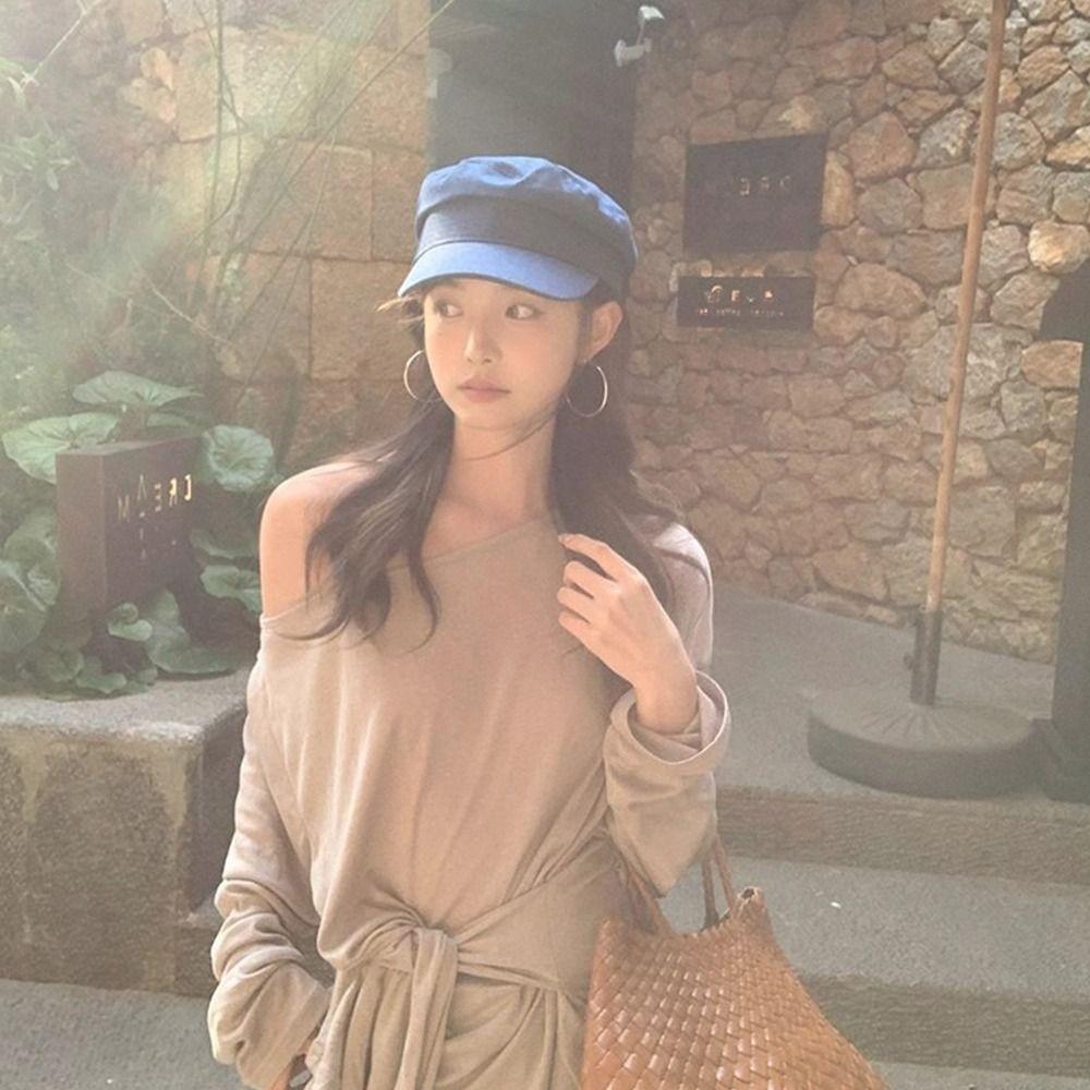 Vintage Octagonal Cap Flat Peaked Hats Casual Denim Berets Ladies