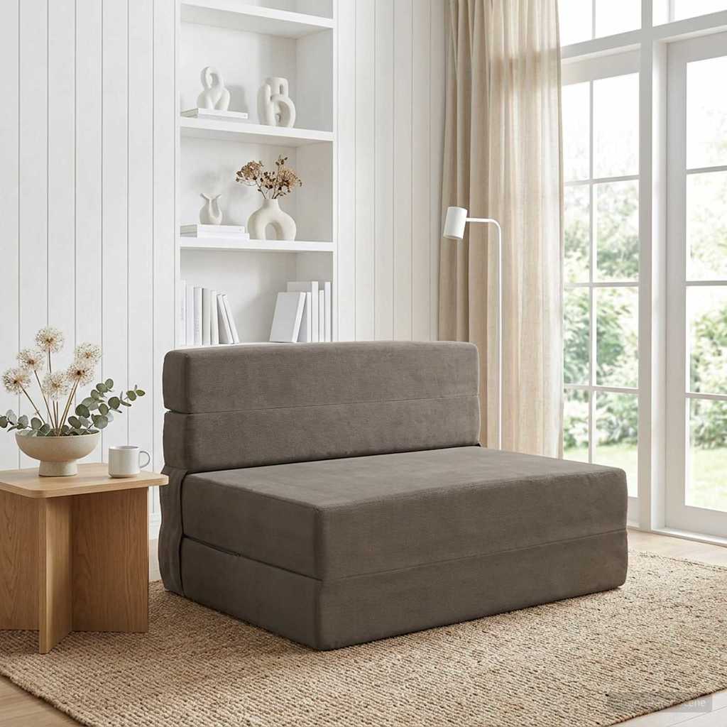 Folding Sofa Bed Light Grey 70 x 72 x 60 cm Fabric