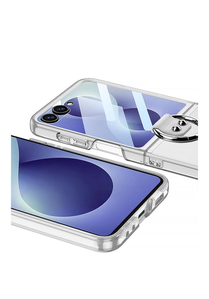 Samsung Z Flip8 Transparente Faltbare Handyhülle mit Fingerring - Frische PC-Schutzhülle