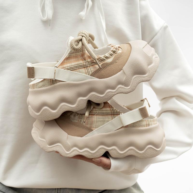 

Некрасивые туфли Мэри Джейн на волнистой толстой подошве, кроссовки на шнуровке, туфли с вырезами и открытым большим пальцем, модная женская обувь 40