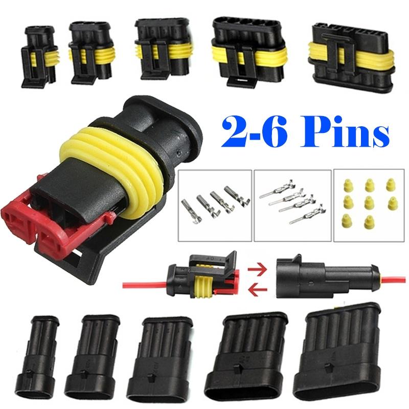 15 Kit Connettori Elettrici Stagni 2 3 4 Pin Impermeabili IP68 Per Auto Moto Barca