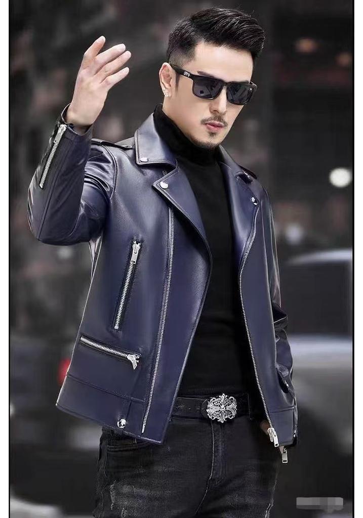 Spring and Autumn New Leather Jacket Locomotive Leather Jacket Men's Slim Fit Handsome Youth Men's Jacket Trend
