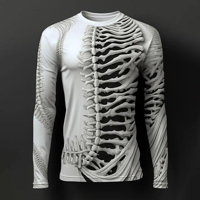 Bărbați Stradă Vintage Top supradimensionat Decolteu cu mânecă lungă Îmbrăcăminte Tendință Imprimată 3D Craniu Model Moda cu mânecă lungă Mărimea S-6Xl