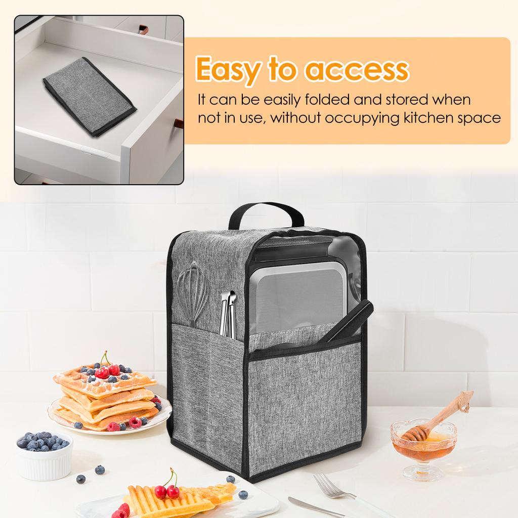 Waffle Maker Dust Cover Oxford Fabric Waterproof Waffle Machine Protector with Visual Window and Pocket Kitchen Appliance Cover
