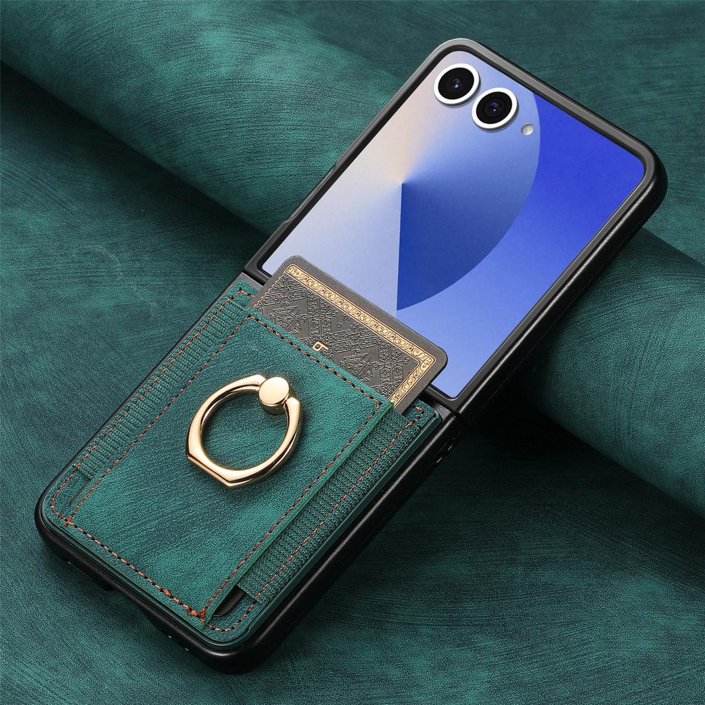 Retro Ring Holder Magnetic Leather Case For Motorola Razr 50 60 Ultra 40 Fashion Insert card Solt Bag Stand Skin Feeling Cover
