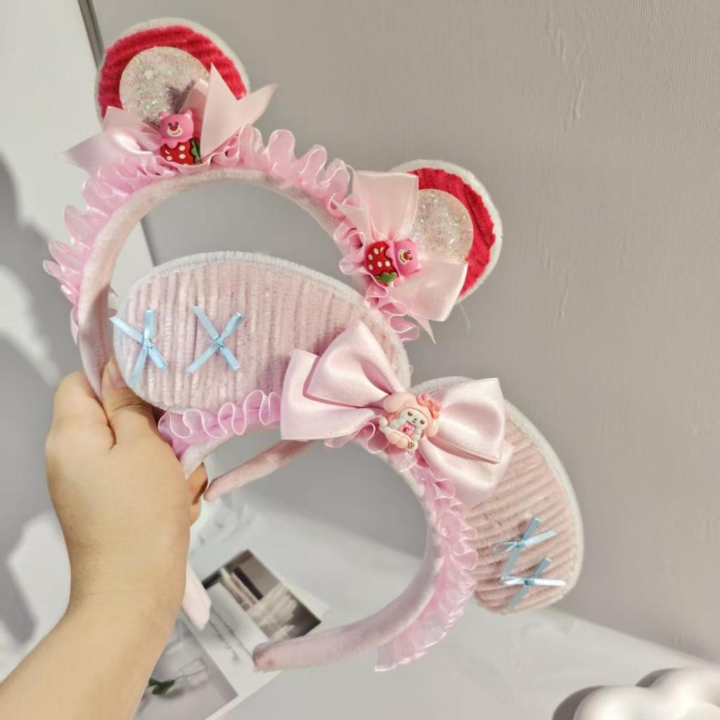 Kuromi Purple Plush Headband for Kids 2025 - Twist Stick Pompom with Bow and Lace Edge