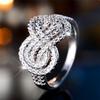 Female White Zircon Stone Finger Infinity Engagement Ring Vintage Silver Color Wedding Band Bridal Jewelry For Women