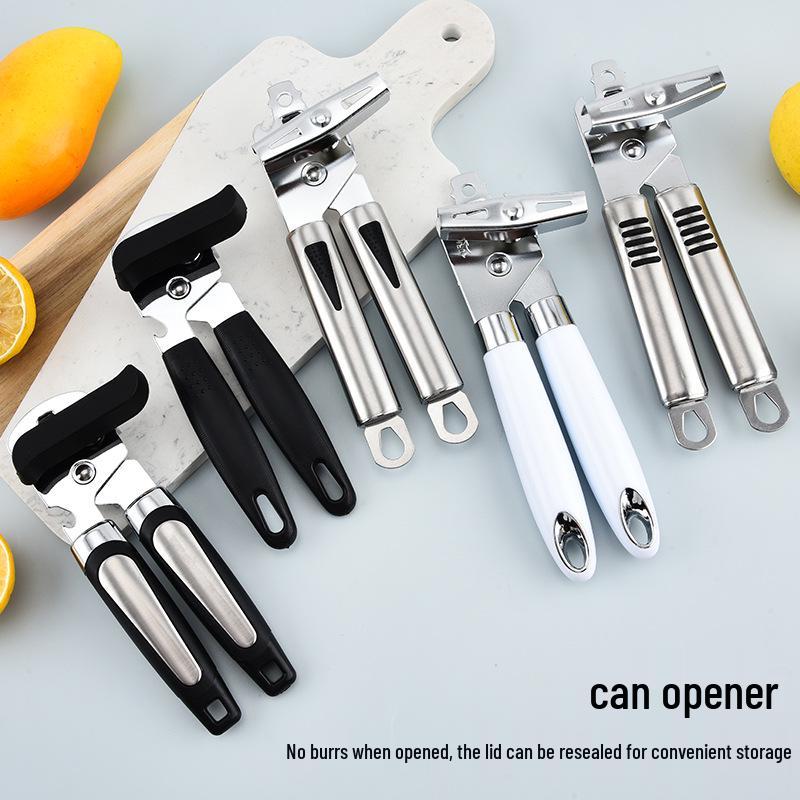 Manual Stainless Steel Can Opener, Effort-Saving, Three-in-One Multifunctional Tool for Canned Food.