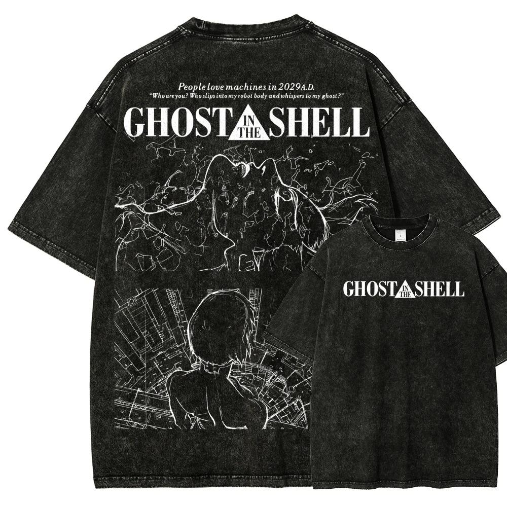 Ghost in the Shell (Ghost in the Shell) """SPECTRA""" Cyberpunková deska plošných spojů Vintage opraná nadměrná černá trička | Klasický Cyberpunk Anime Fan Unisex