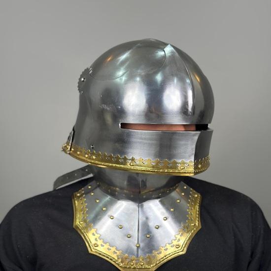 Sallet Helmet Medieval Knight Armor 18g Mild Steel Helmet LARP Cosplay Halloween Costume Gothic Armor Helmet Best Gift