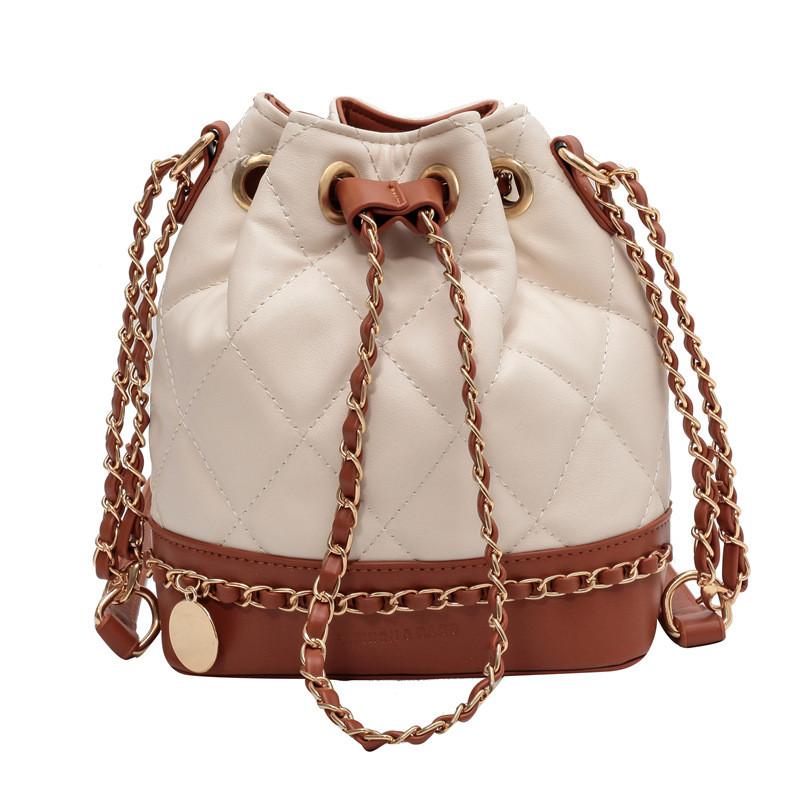Small Quilted Water Bucket Bag With Drawstring Chain For Daily Use