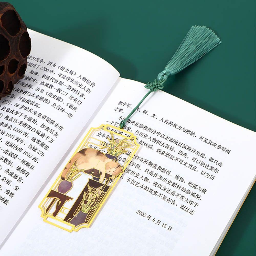 Tassel Brass Bookmark Painted Pagination Mark Retro Book Clip  School Office Supplies