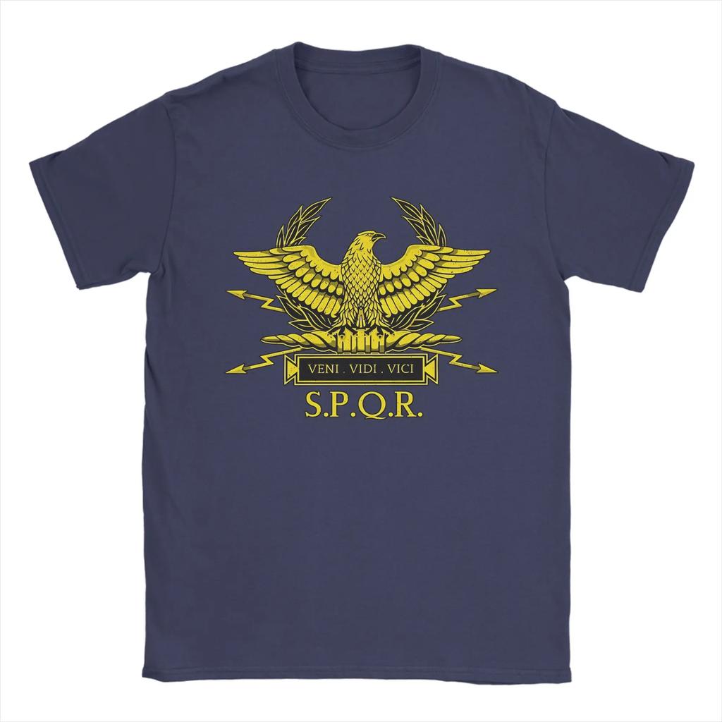Roman Standard Rome SPQR Roman Empire Gold Men's T Shirt Vintage Tee Shirt Short Sleeve T-Shirts Cotton Big Size Clothing