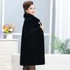 Winter Thickened Mink Velvet Coat Middle-Length Women's Outerwear Fur Collar Jacket Mid-Aged Ladies Fashion Outerwear