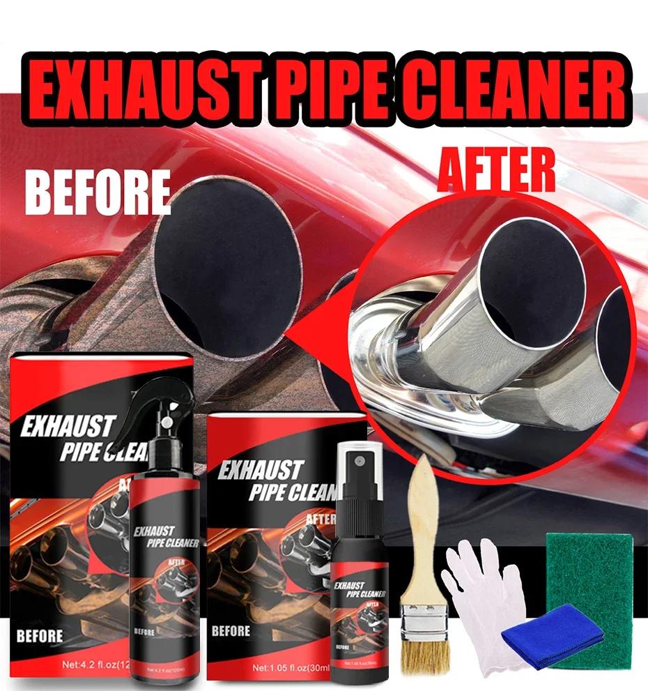 120ml Car Motorcycle Exhaust Pipe Cleaner Car Rust Remover with Rubber Gloves and Brush Repair Maintenance Tool Set