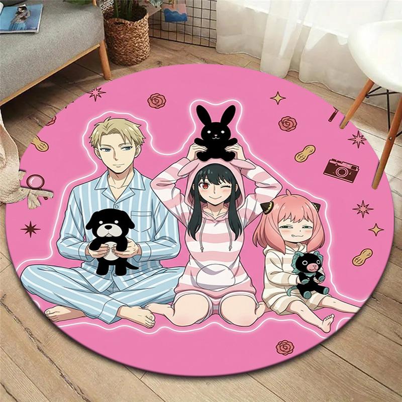 Spy Family Round Area Rug Carpet Rug For Living Room Bedroom Sofa Playroom Decor Nonslip Floor Mat