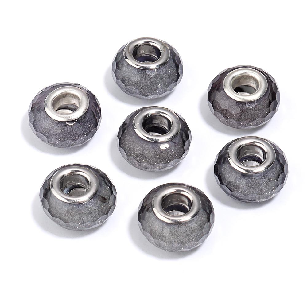 20pcs 14x9mm Resin Beads Multicolor Faceted Big Hole Loose Spacer Beads For Jewelry Making DIY Bracelets Keychain Accessories