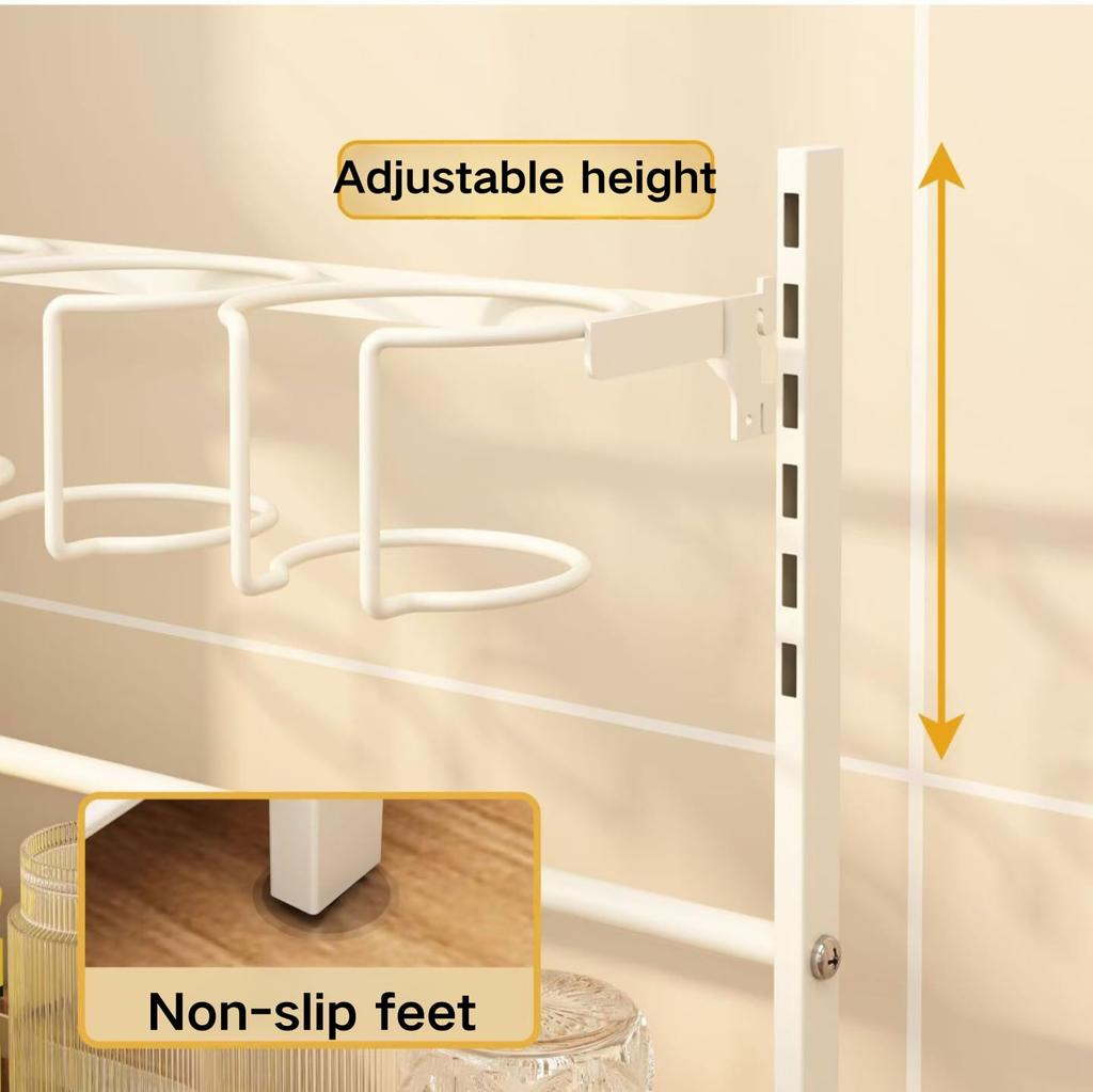 Metal Adjustable Tumbler Drying Rack For Stanley Cup Water Bottle Organizer For Kitchen Countertop White Thermos Holder