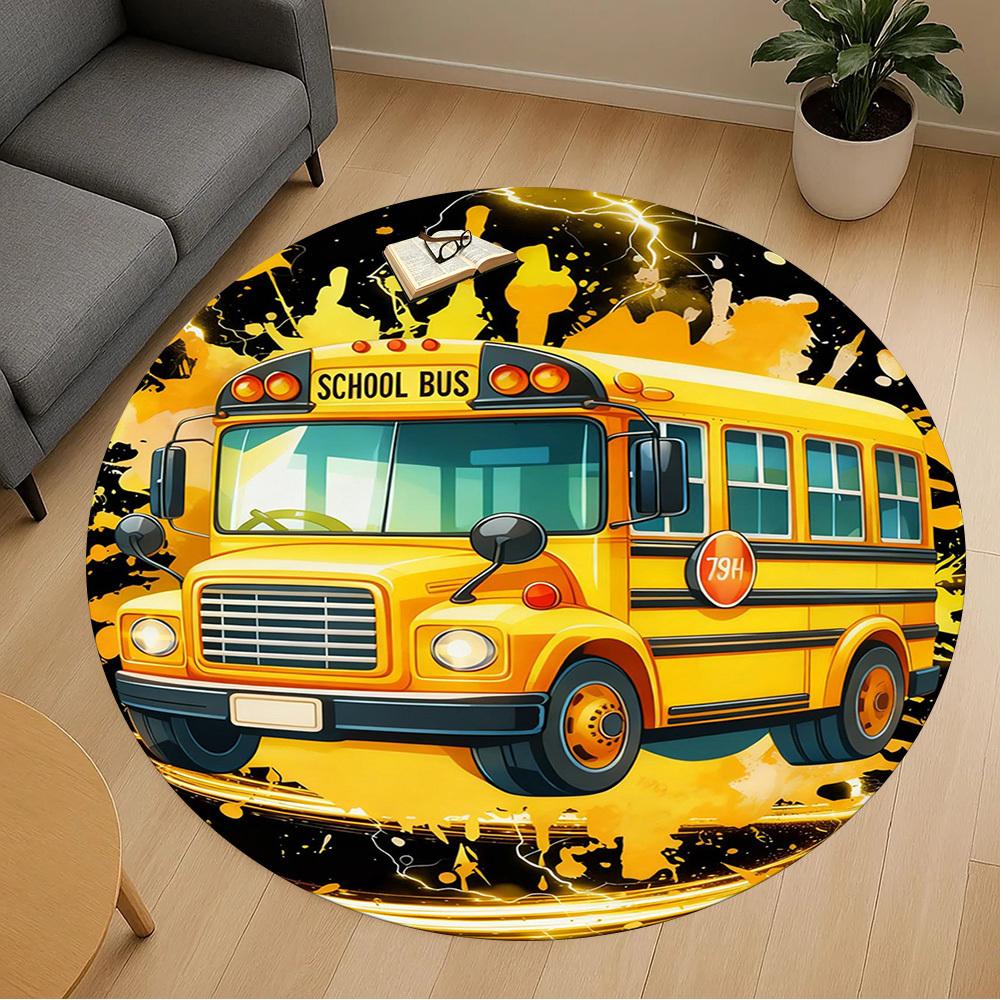 1 Stück Schulbus Blitzrunde Stuhlmatte Teppich - Rutschfest, Fußmatte für Büro, Schlafzimmer und Innendekoration - Geschenk D1127188