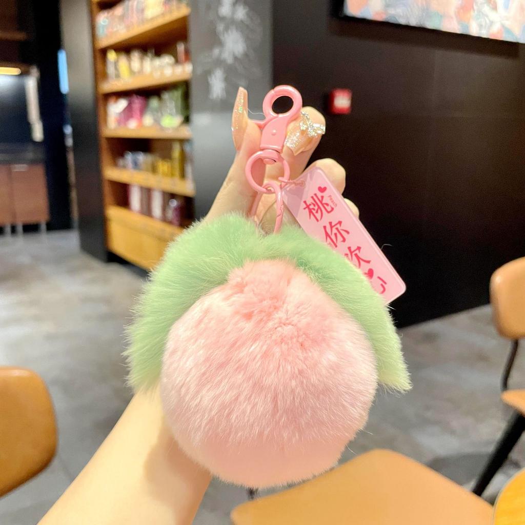 Real Rex Rabbit Hair Good Persimmon Happens Small Persimmon Pendant Everything Ruyi Persimmon Ruyi Plush Bag Pendant Keychain