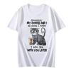 Coffee Cat Print Women Clothes Angry Cat Lover Female Tops Tee Tshirt Fashion Anime Cartoon Tees Ladies Graphic T-Shirt Y2k Tops
