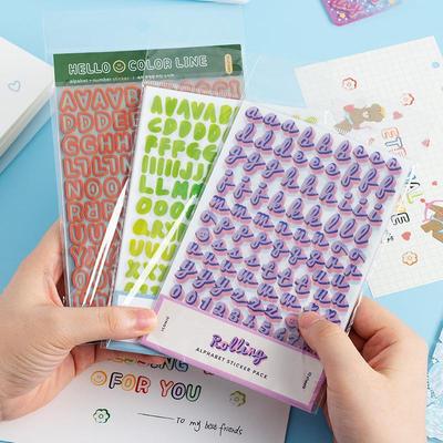 Colorful Waterproof PVC Letter & Number Stickers for Kids' Handbooks