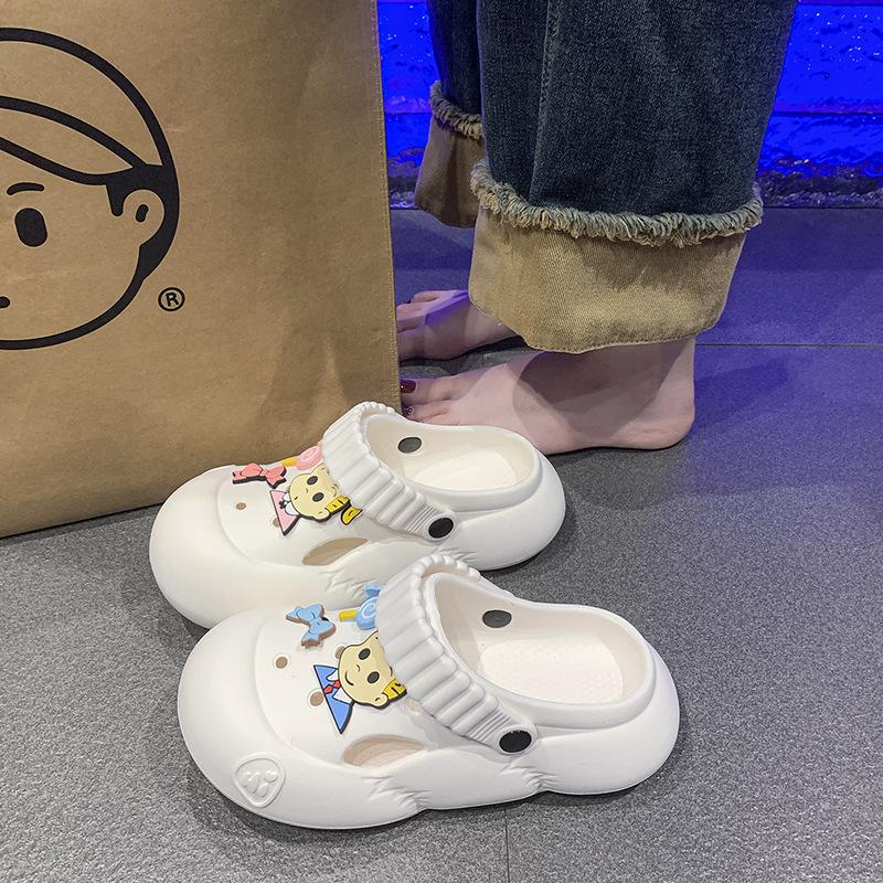 

Женские туфли с отверстиями, новинка лета, сандалии на толстой подошве, милые сандалии, белые пляжные сандалии 39-40 белый