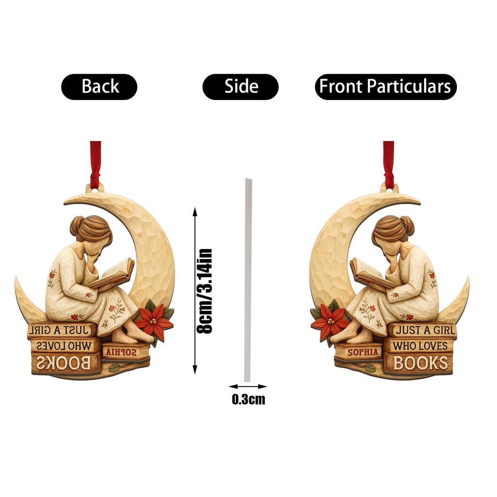 2D přívěsek kniha, akrylová vánoční ozdoba, dekorace na vánoční stromeček