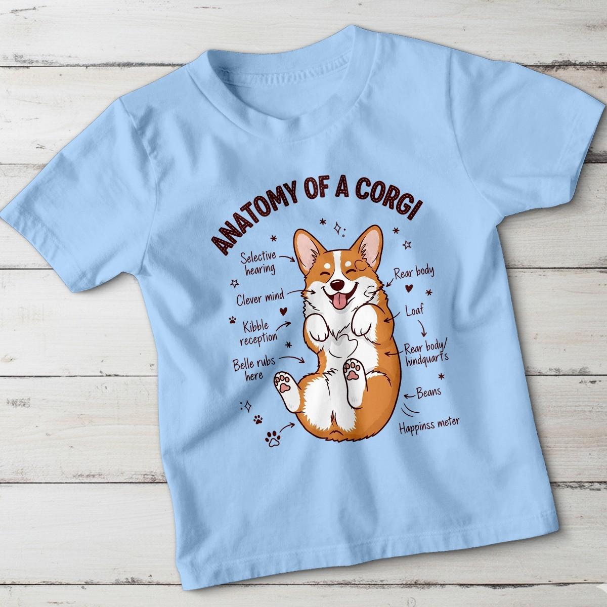 Anatomy Of A Corgi Dog Funny Animals 100% Cotton T-shirt Mens Tees Top Cute Corgi Dogs Tee L