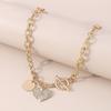 Women European Temperament Sweet Cool Choker Round Heart OT Buckle Chain Micro-set Minimalist Necklace For Women