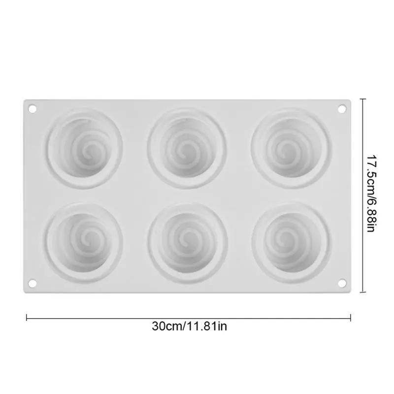 New 6-hole Silicone Baking Mold Mini Tornado Shape Chocolate Cake Mold White Silicone Baking Mold DIY Baking Tray Kitchenware